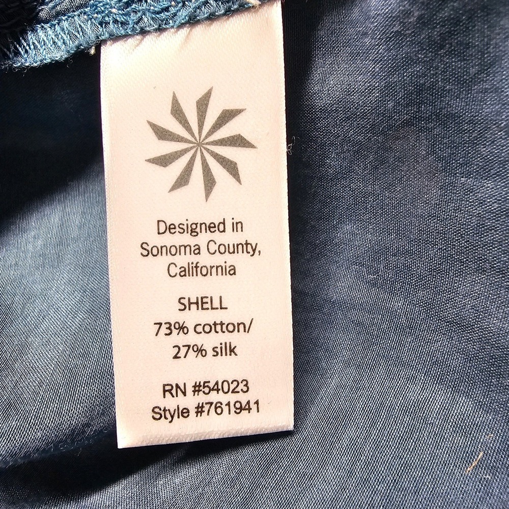 Athleta Cotton Silk Tunic Dress Womens Medium Blue Ombre V-Neck Tie Waist - Picture 10 of 12